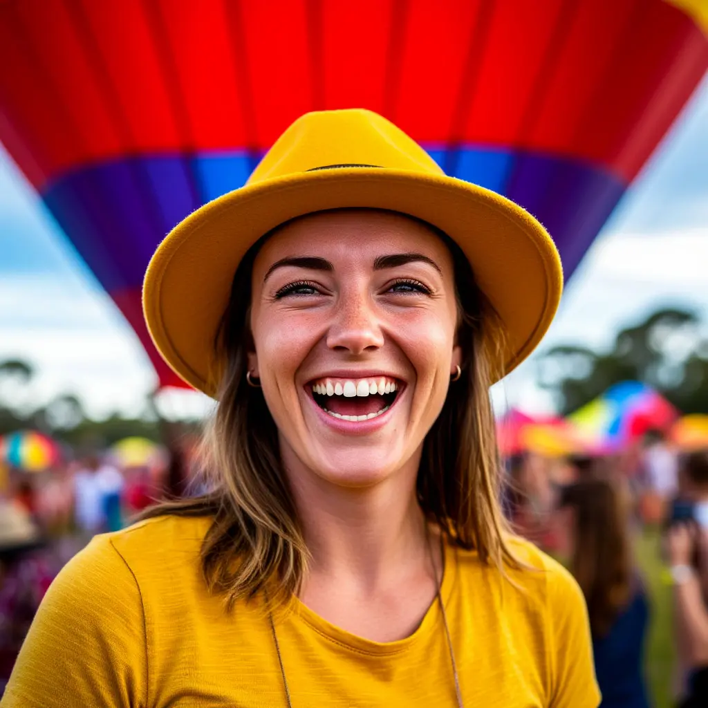 Group cheering in balloon