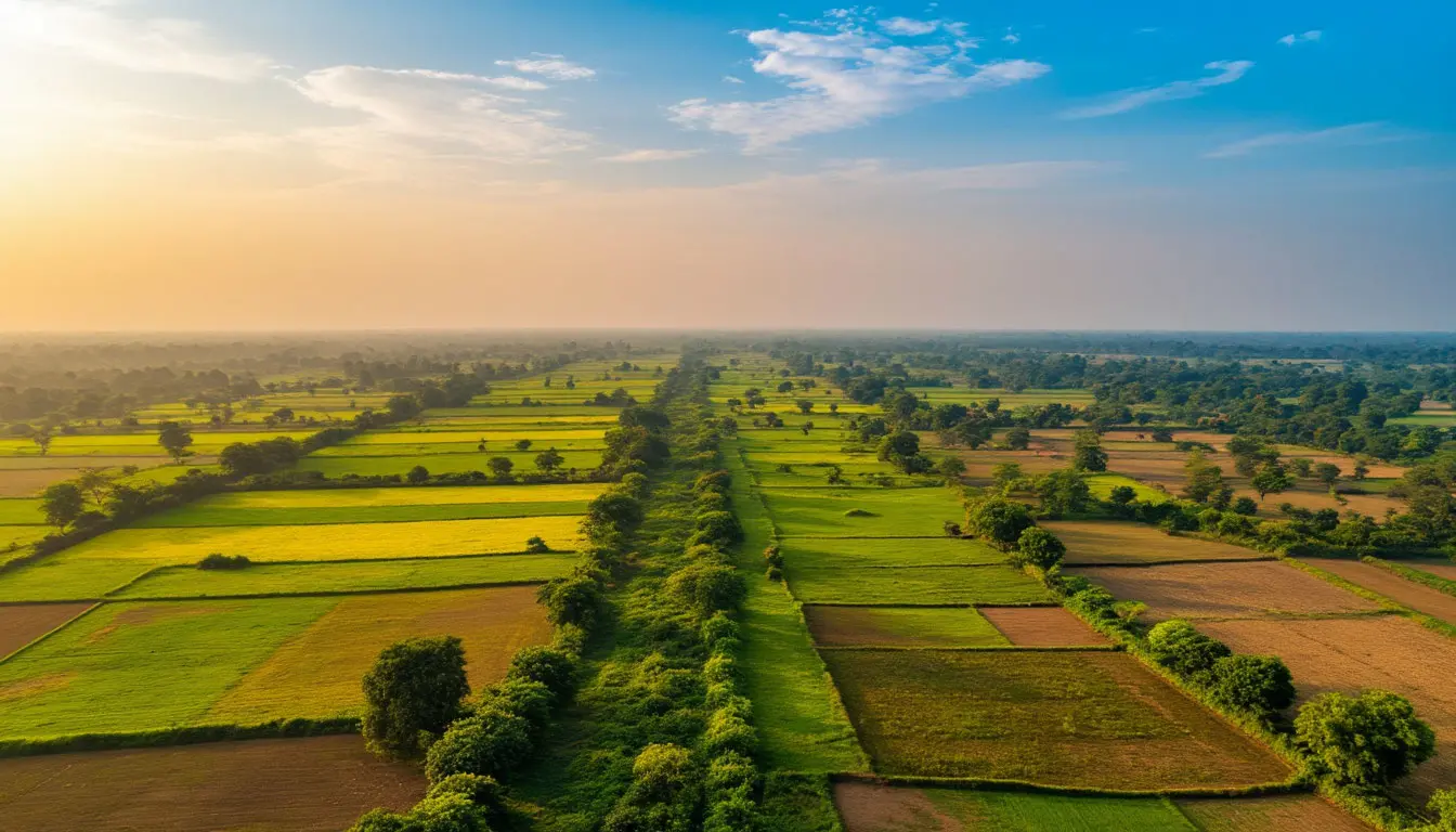 Scenic view from balloon over countryside