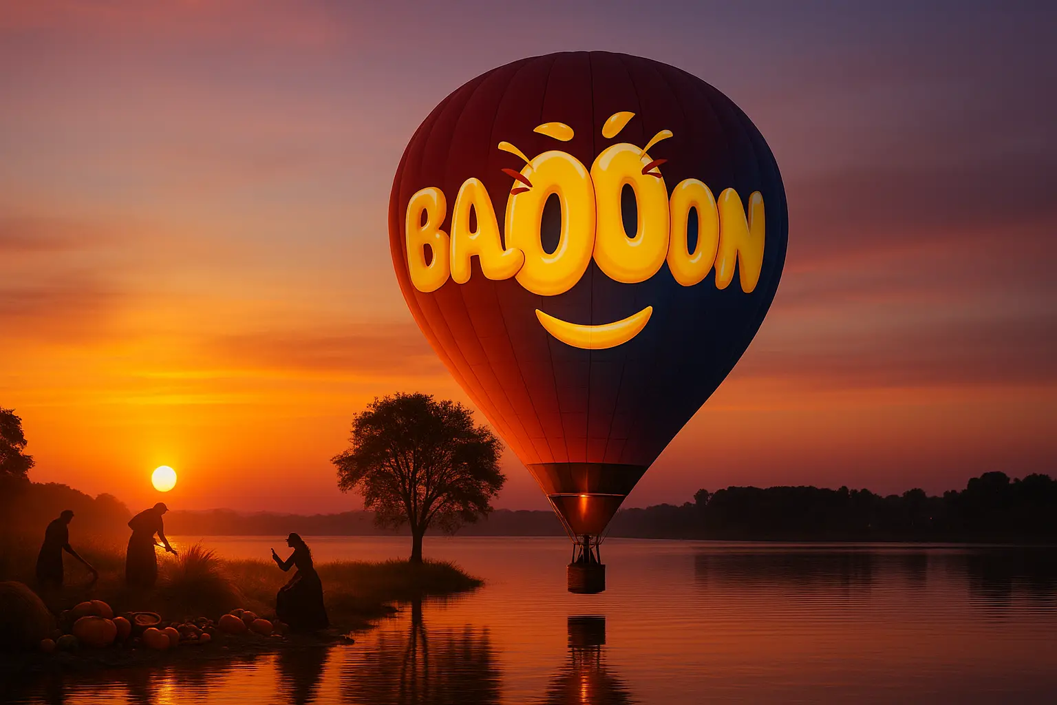 Sunset flight over water