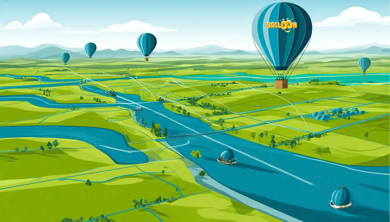 Illustrated map strip with flight routes