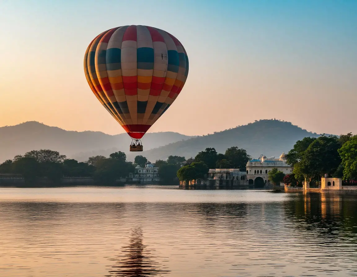 Balloon over romantic lakes